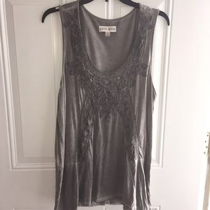 Gray Cotton Tank Top with embellishment